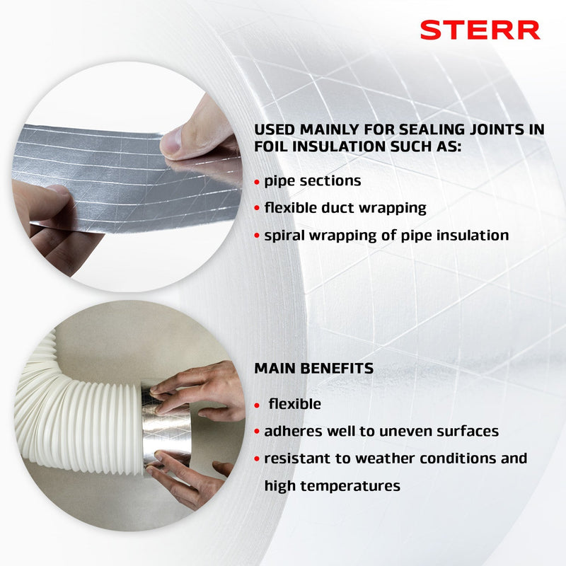 Sterk versterkte aluminium tape aluminiumfolie tape zilver 75 mm x 50 m