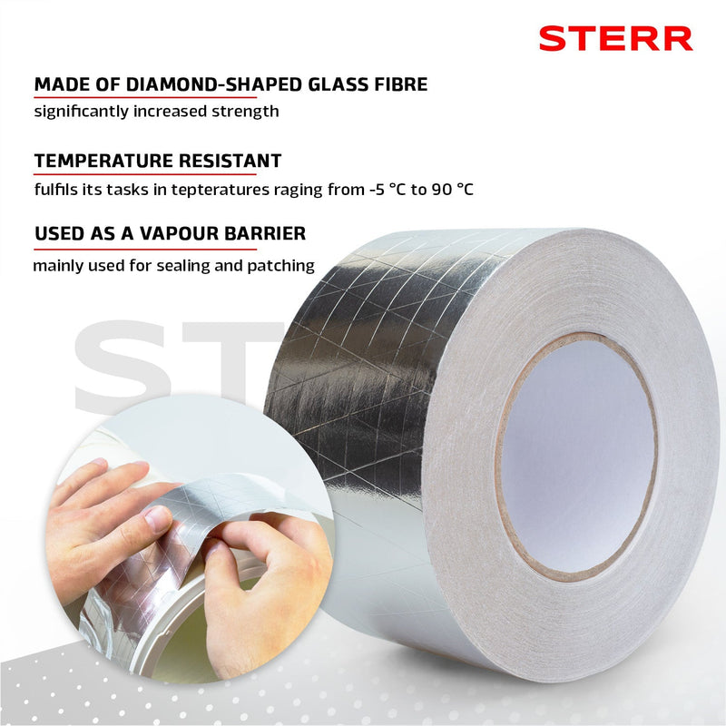 Sterk versterkte aluminium tape aluminiumfolie tape zilver 75 mm x 50 m